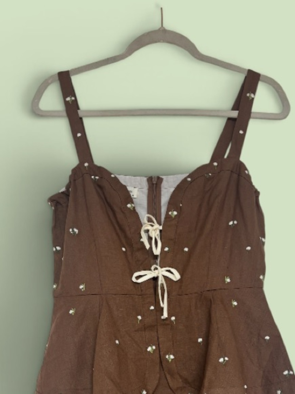 FANM Mon 100% Linen Embroidered Mini Dress | Size Small | Made in Turkey | Cotto - Picture 10 of 11